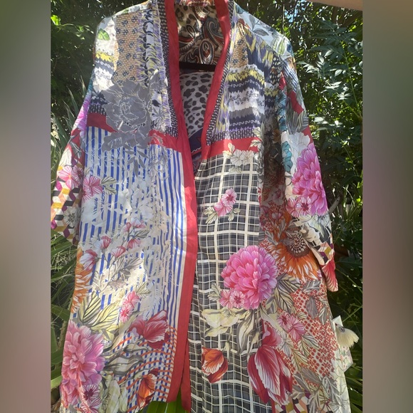 🌸 Johnny Was Multicolor Reversible  Silk Kimono - Picture 2 of 10